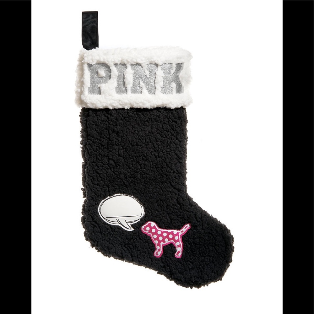 💕VS PINK DOG SHERPA HOLIDAY CHRISTMAS STOCKING - Picture 3 of 4